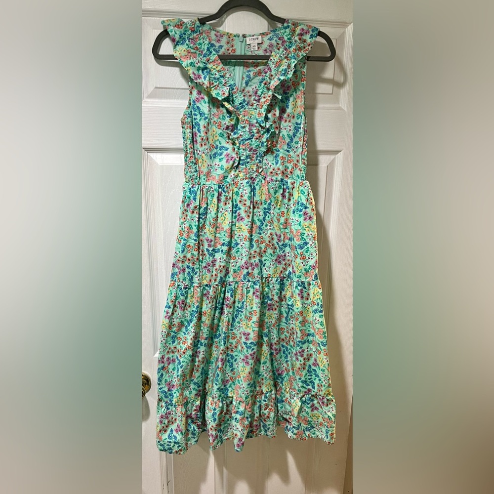 Jcrew floral ruffle midi dress, size 10